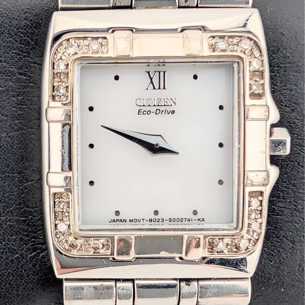 Citizen Eco-Drive B023-S001439 Square MOP Dial Women's Watch Crystal Accent SS - Picture 2 of 10